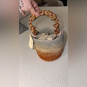 Evereve Gray and Orange Knit Tote